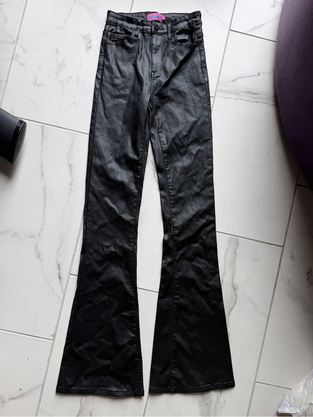 Edikted Black Women's Flared Leather Pants